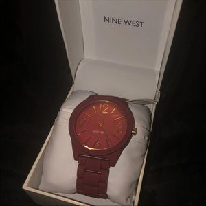 Women's Burgundy Nine West Round Watch 42mm